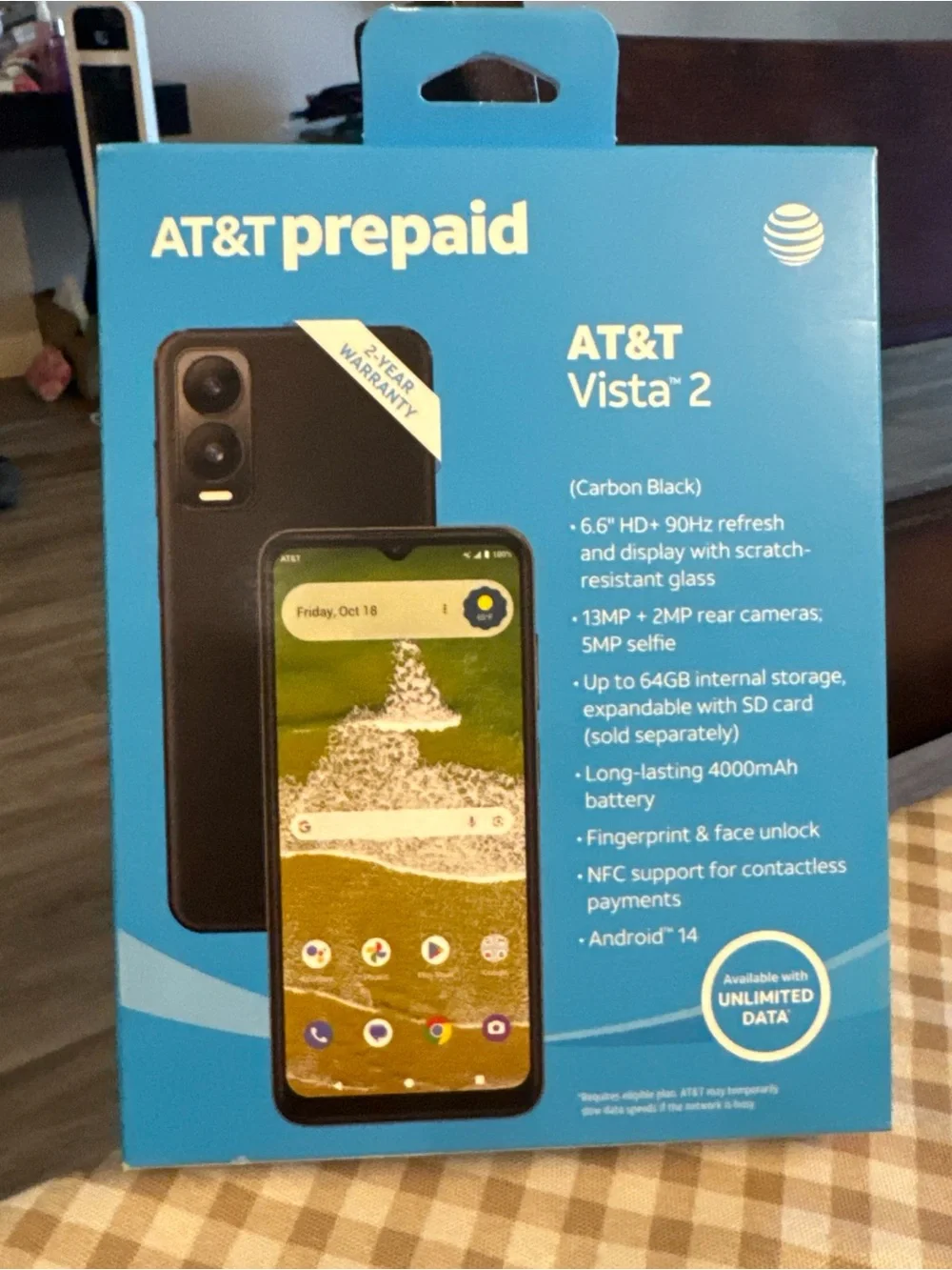 Vista 2 Prepaid Cell Phone - Carbon Black